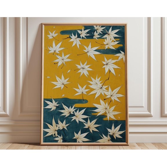 Japanese Maple Leaves Vintage Botanical Nature Wall Art Print, Unframed Paper Poster 8x10in