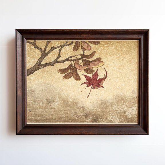 Japanese Maple Seed Pod Art Autumn Botanical Wall Art, Unframed Paper Print
