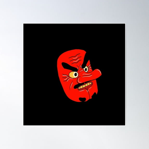 Japanese Mask Poster Wall Art, Modern Wall Decor For Living Room Bedroom, 30x30 UNFRAMED