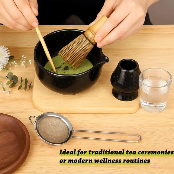 Japanese Matcha Tea Set (10 Pcs) Black Matcha Whisk Set with Bowl, Bamboo Whisk & Scoop Matcha Tea Ceremony Starter Kit for Beginners & Gifts$$Home Decor, Kitchen, & Other