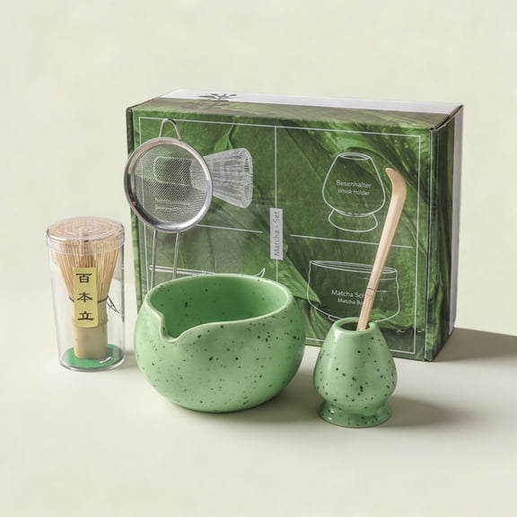LAPTOM MAX 5 Pcs Matcha Tea Kit Includes Bowl, Whisk, Holder, Scoop, and Sifter, Ceramic Matcha Set for Matcha Lovers