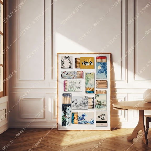 Japanese Matchbook Collage Wall Art Vintage Retro Decor