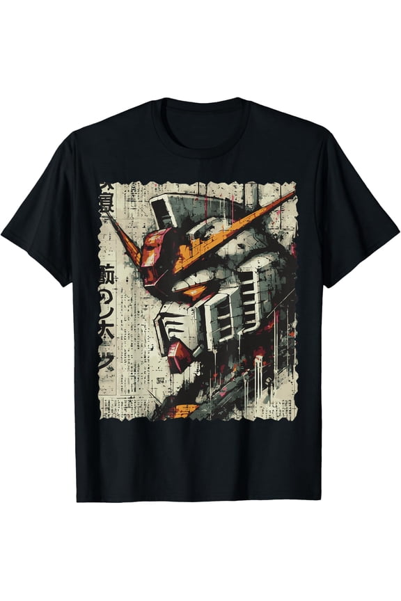 Japanese Mecha Robot Head Vintage Anime Art Men T-Shirt