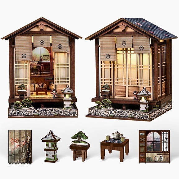 Ygakrkreit DIY Wooden Book Nook Kit Mini Study Corner 3D Puzzle