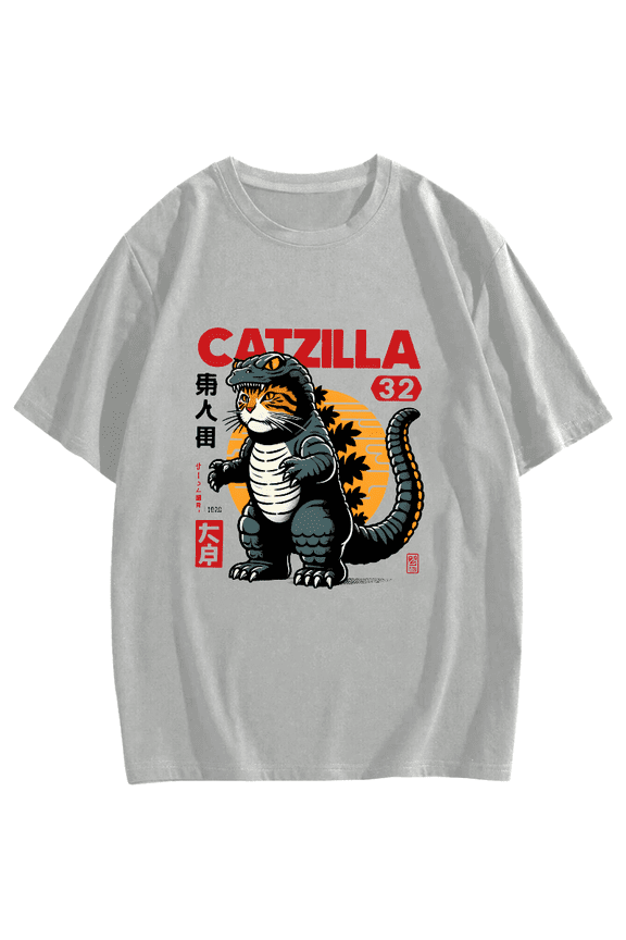 Japanese Mischievous Cat Pattern T-shirt-
