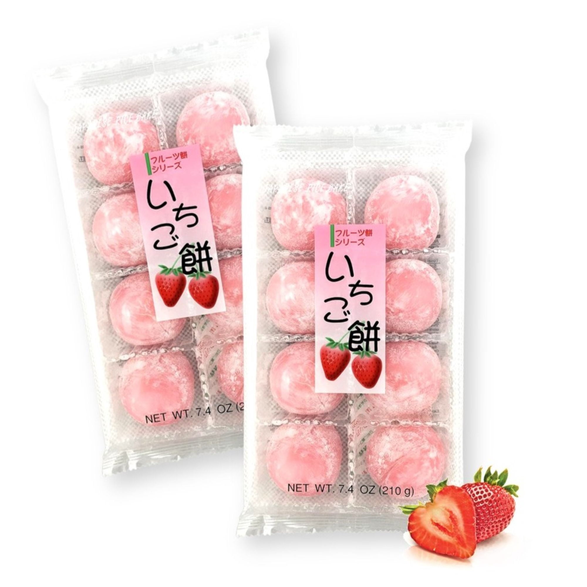 Japanese Mochi Fruit Ichigo Daifuku Strawberry Rice Cake 7.00 Oz / 200 g (Pack of 2)