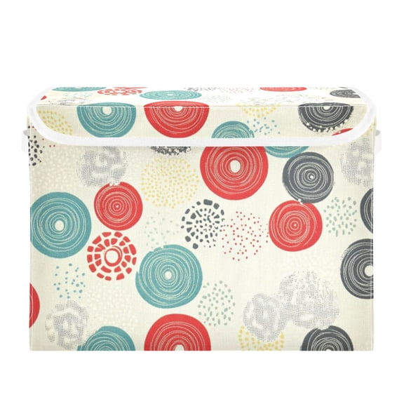 Japanese Modern Style Large Storage Bins with Linen Collapsible Lid Storage Box 16.7 x 12.6 x 11.8in