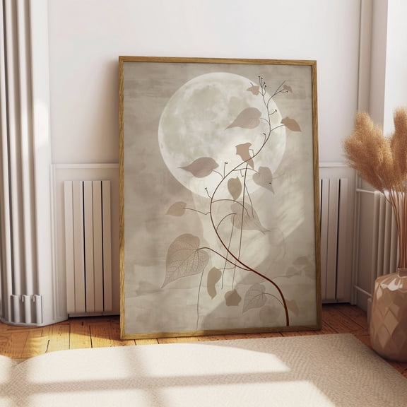 Japanese Moon Landscape Print Zen Minimalist Art Wall Decor Unframed Paper Print