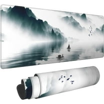 Japanese Mountain Lake Extended Big Mouse Pad Large,XL Gaming Desk Pad,31.5x11.8inch Long Computer Keyboard Mouse Mat Mousepad with 3mm Non-Slip Base and Stitched Edge for Home Office Work