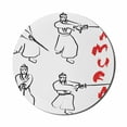 thumbnail image 1 of Japanese Mouse Pad for Computers, Fight of Samurai with Katana on White Background Martial Art Pattern, Round Non-Slip Thick Rubber Modern Gaming Mousepad, 8" Round, Red Black, by Ambesonne, 1 of 2