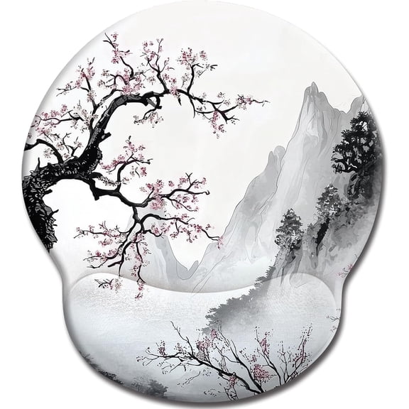 Japanese Mouse Pad with Wrist Rest, Ergonomic Mouse Pad Wrist Support with Non-Slip Pain Relief PU Base, Funny Computer Mousepad, Japanese Style Office Supplies Home Desk Accessories Decor