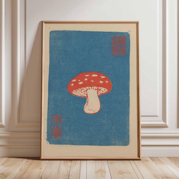 Japanese Mushroom Art Print, Vintage Botanical Illustration, vintage poster, interior print, statement art, Elegant Interior Decoration for Bedroom Living Room Office Studio and, Unframed 8x10