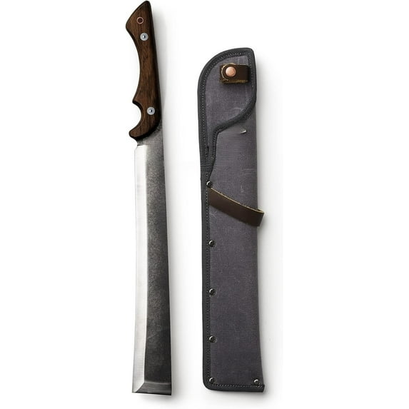 Japanese NATA Tool – Balanced Stainless Steel Machete, Walnut Handle & Sheath for Yard Work/Hunting