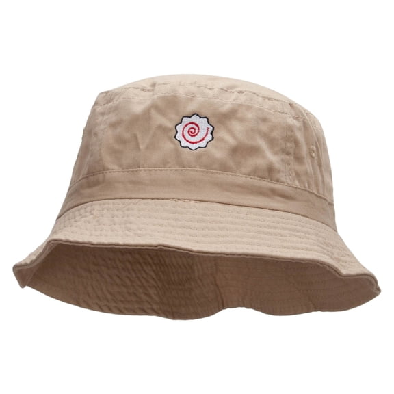 Japanese Narutomaki Embroidered Bucket Hat - Khaki OSFM