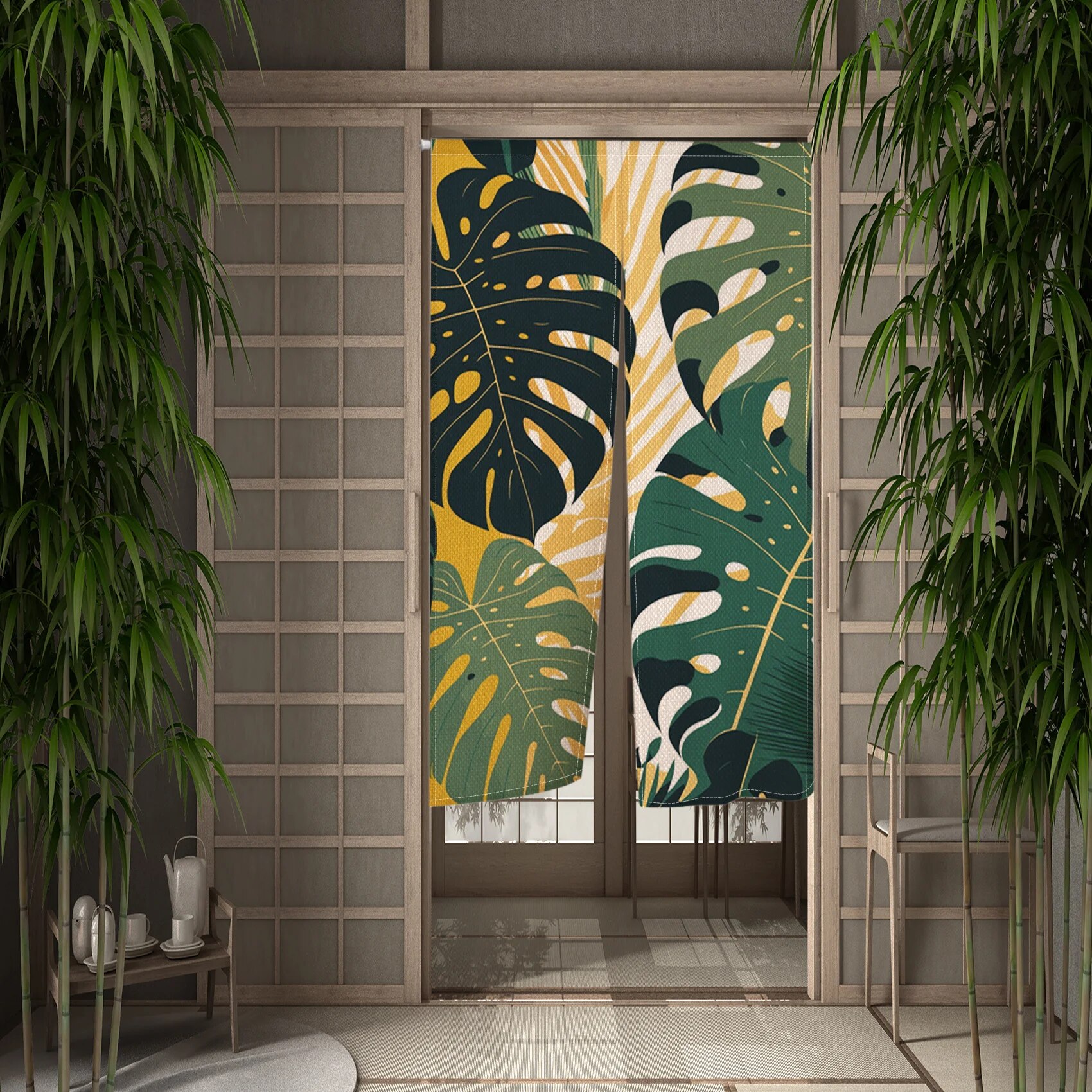Japanese Natural Scene Flower Door Curtain Bedroom Kitchen Partition