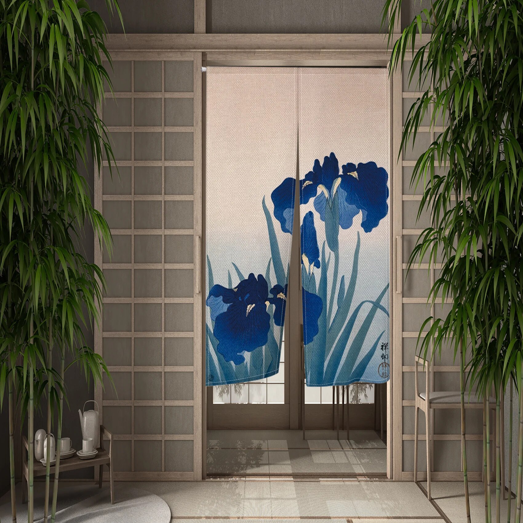 Japanese Natural Scene Flower Door Curtain Bedroom Kitchen Partition