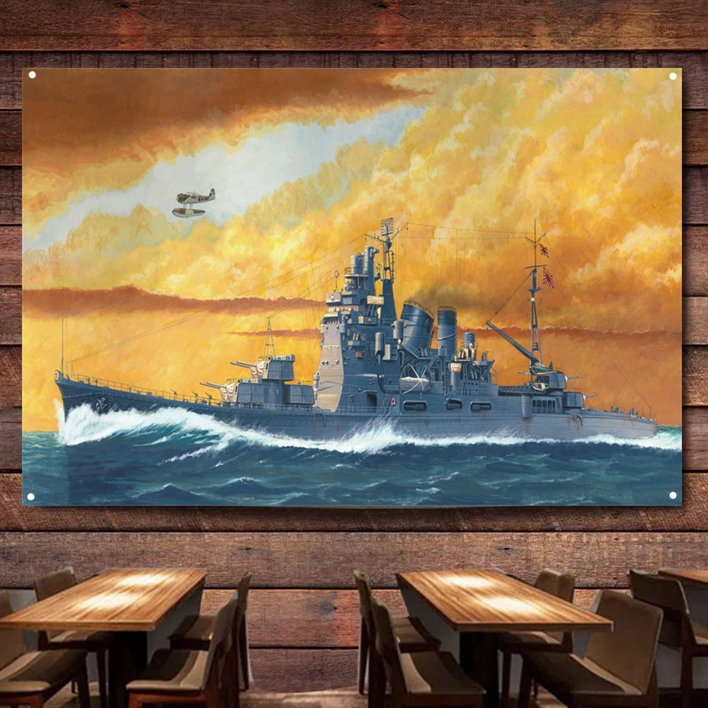 Japanese Navy Heavy Cruiser Atago 1944 Wall Art Banners Hanging Flags
