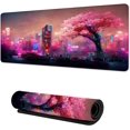 Japanese Night Gaming Mouse Pad,Cherry Blossoms Mouse Pad NonSlip