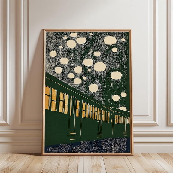Japanese Night Train Lantern Sky Poster Unframed Paper Print