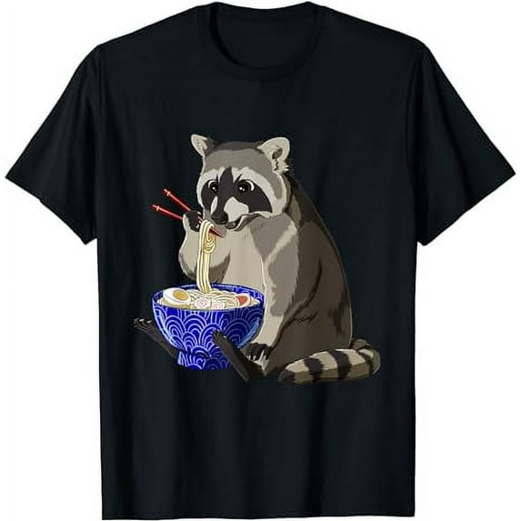 Japanese Noodles Kawaii Ramen Bowl Funny Raccoon T-Shirt