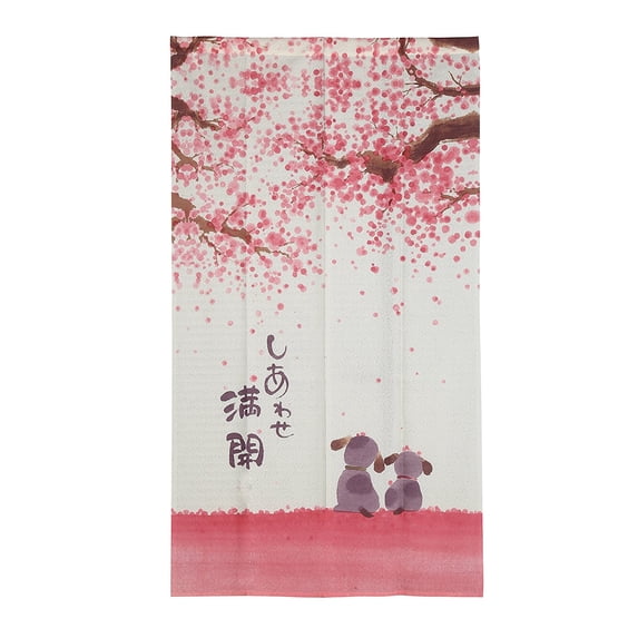 I-MART Noren Doorway Curtain 59"x33" – Happy Dogs Cherry Blossom Design, Japanese Door Curtain for Home, Kitchen, Bedroom, Office, Decorative Doorway Curtain for Doors and Rooms