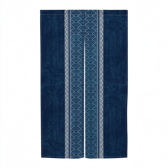 Japanese Noren Doorway Curtain, Blue Hanging Door Tapestry with Split Panel, 33.5 x 70.9in, Polyester Room Divider for Home