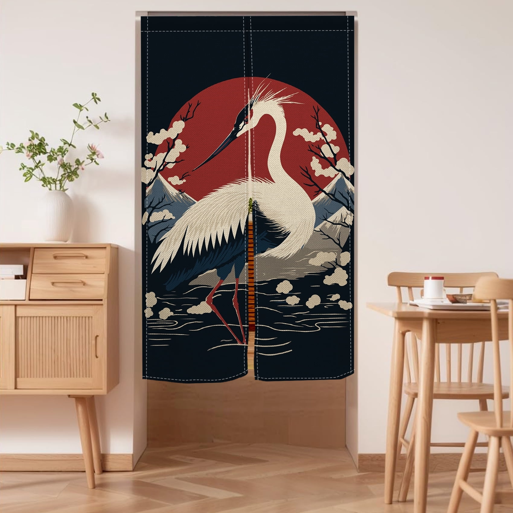 Japanese Noren Doorway Curtain, Oriental Asian Ukiyo-e Long Door