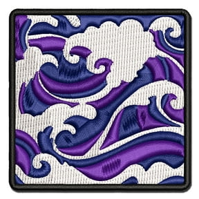 Japanese Ocean Waves Applique Multi-Color Embroidered Iron-On Patch - 2.0 Inch Mini