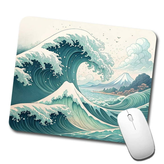 Japanese Ocean Waves Cartoon Mouse Pad Low Profile Gaming Mat