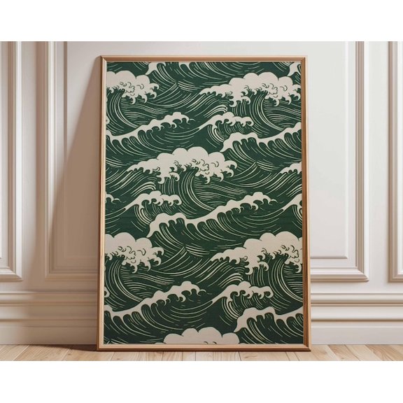 Japanese Ocean Waves Wall Art Print, Unframed Paper Poster 8x10in