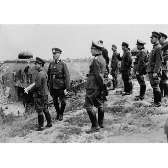 Japanese Officers Inspect Maginot Line History (24 x 18)