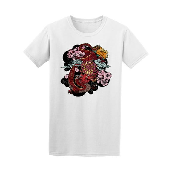 Japanese Old Dragon Doodle T-Shirt Men -Image by Shutterstock, Male XX-Large
