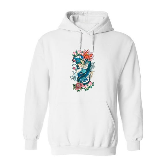 Japanese Old Floral Dragon  Hoodie Men -Image by Shutterstock, Male x-Large