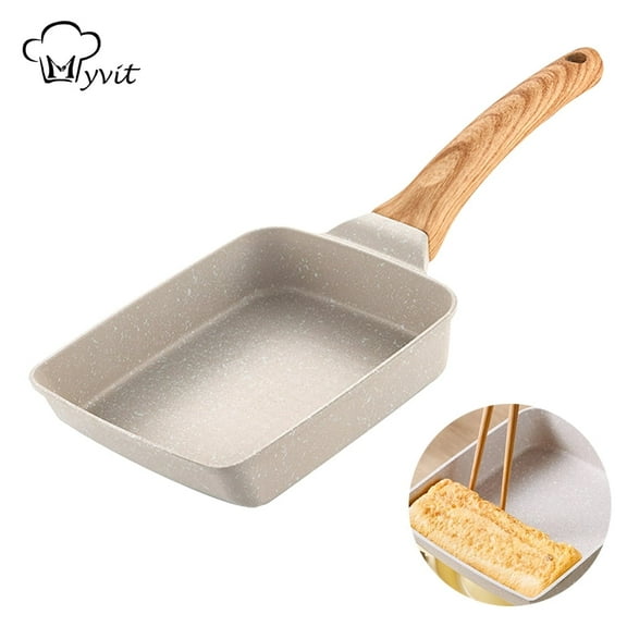 Japanese Omelette Pan Non-stick Tamagoyaki Egg Frying Pan Coating Square Cooking Cookware,Suitable For Gas Stove & Induction Cookware,6" x 7" (White)