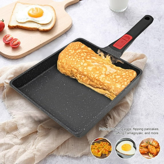 Japanese Omelette Pan Nonstick, Large Tamagoyaki Pan with Detachable Handle, Oven Safe, 9 x 8