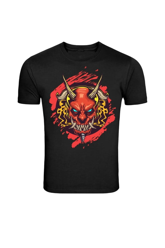Japanese Oni Demon Mask T-Shirt Samurai Devil Graphic Tee