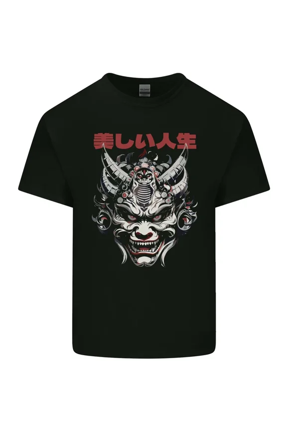 Japanese Oni Mask Demon Samurai Premium Breathable Comfort Graphic Tee,for unisex up to 5XL