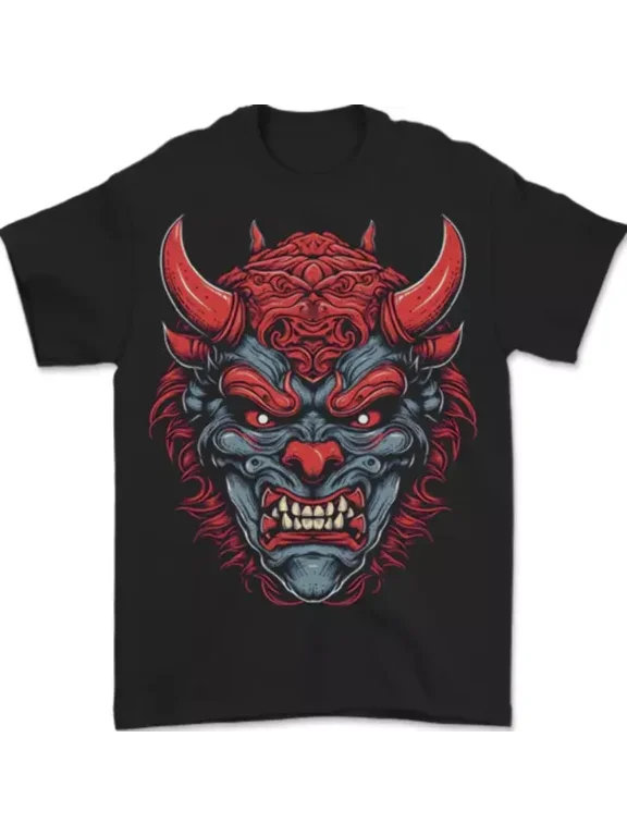 Japanese Oni Mask Samurai Ronin Bushido Mens Womens S-5XL T-Shirt