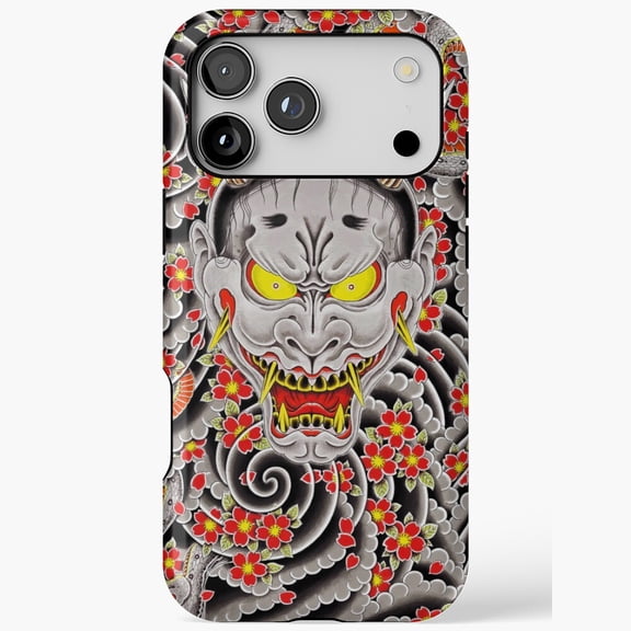 Japanese Oni Mask Tattoo Art Demon Folklore Graphic Case 17 through 11 Pro Max