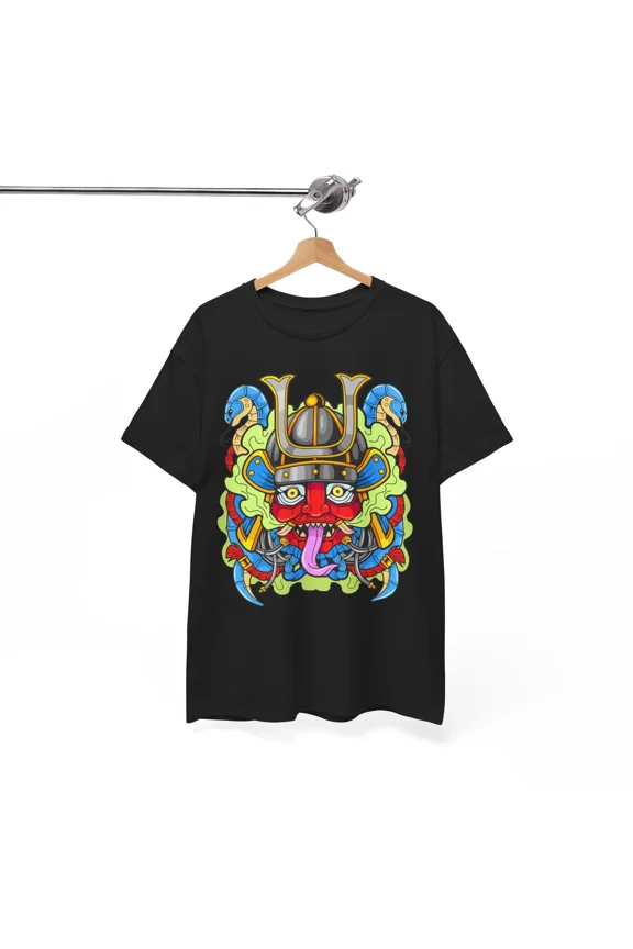 Japanese Oni Samurai Helmet Snake Unisex T-Shirt, S-5XL