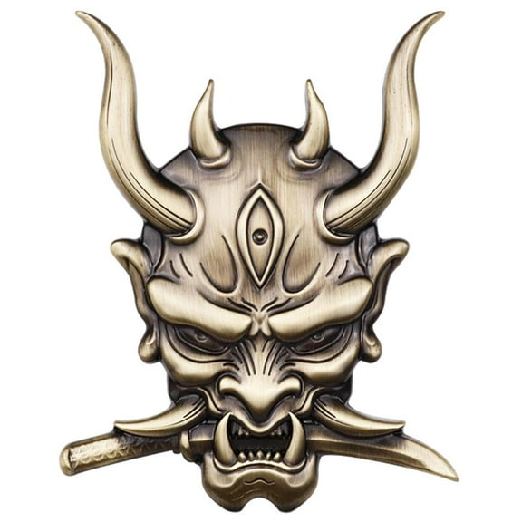 Japanese Oni Samurai Sticker 3 Devil Death Decal for Car Styling Body Scratch Decorative Sticker , Golden