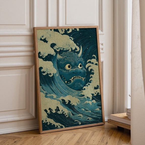Japanese Oni Wave Ocean Wall Art Poster Unframed Paper Print