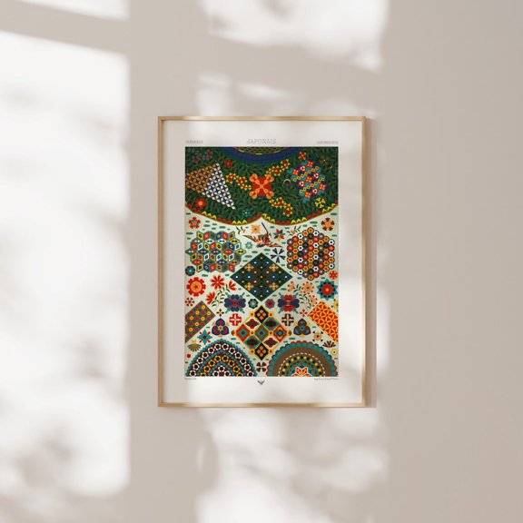 Japanese Pattern Albert Racinet Lithograph Lornement Polychrome Classic Portrait Decor Unframed Paper Print