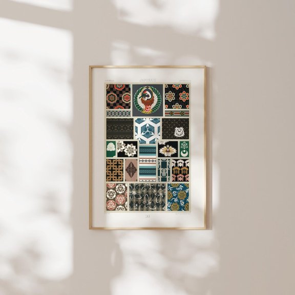 Japanese Pattern Albert Racinet Lithograph Lornement Polychrome Modern Wall Art Unframed Paper Print