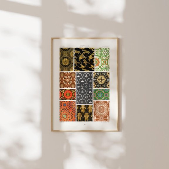 Japanese Pattern Albert Racinet Lithograph Lornement Polychrome Retro Inspired Wall Art Unframed Paper Print