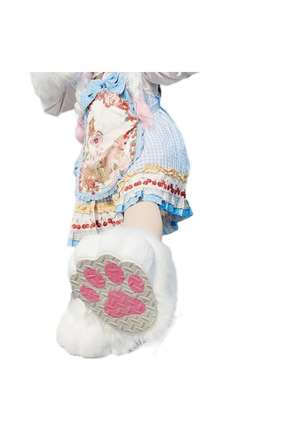 Japanese Paw Warm Closed Back Shoes Bear Fuzzy Boot for Costume Shoes Indoor and Outdoor
