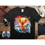 Japanese Phoenix Art T-Shirt, Vibrant Mythical Bird with Cherry ...