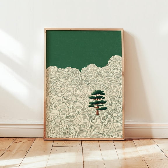 Japanese Pine Cloud Minimal Wall Art Decor Unframed Paper Print