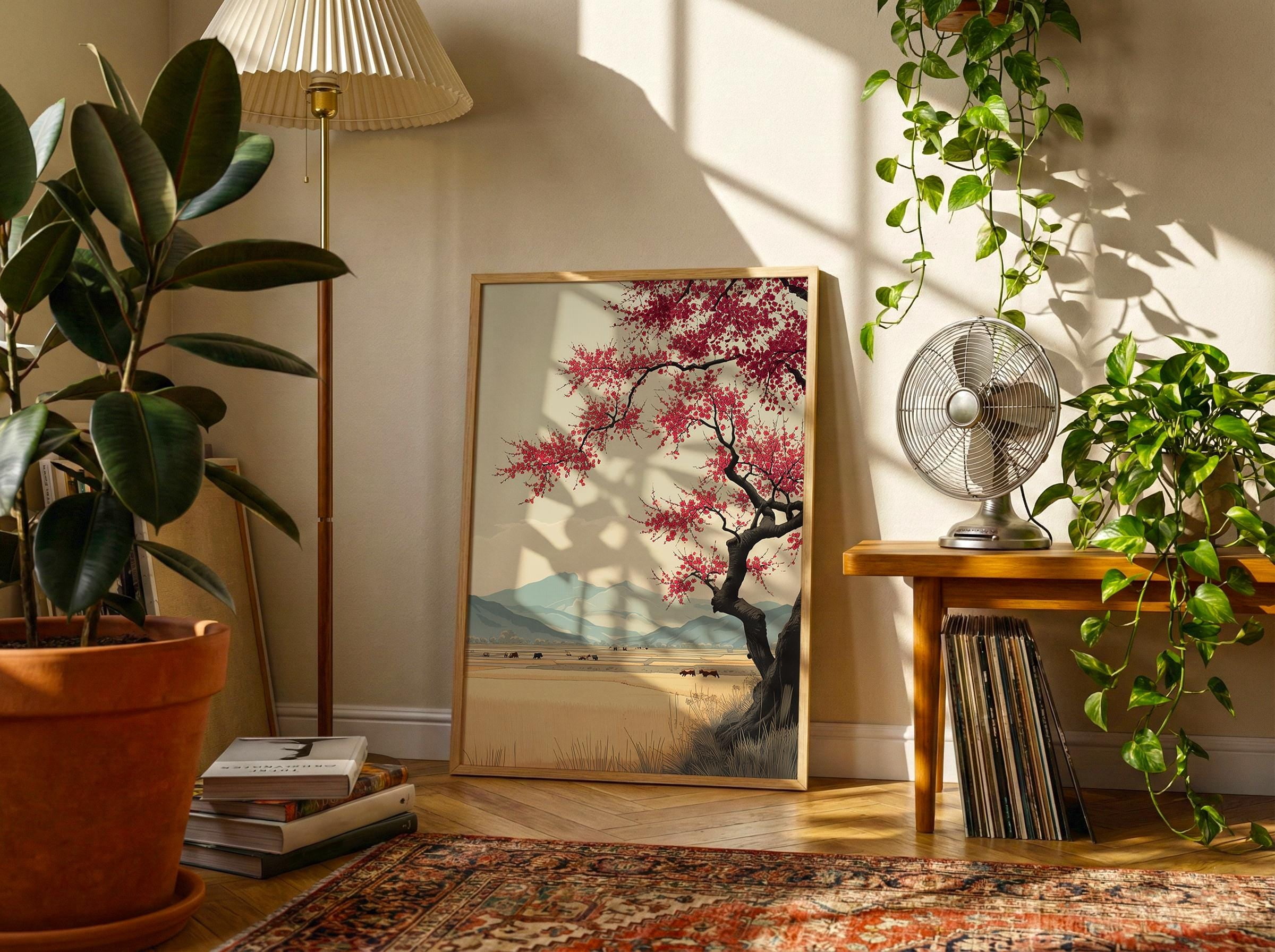 Japanese Plum Tree Countryside Poster Shin Hanga Rural Landscape Print ...