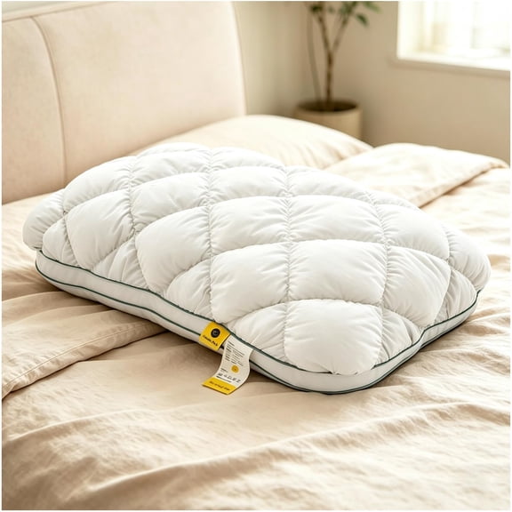 Japanese Pouf Pillow, Puff Pillows for Sleeping, 3D Bread Down Bed Pillows, Cooling Pillows for Sleeping, Cloud-Like Fluffy Sleep Pillow with Neck Support for Side Back Sleepers
